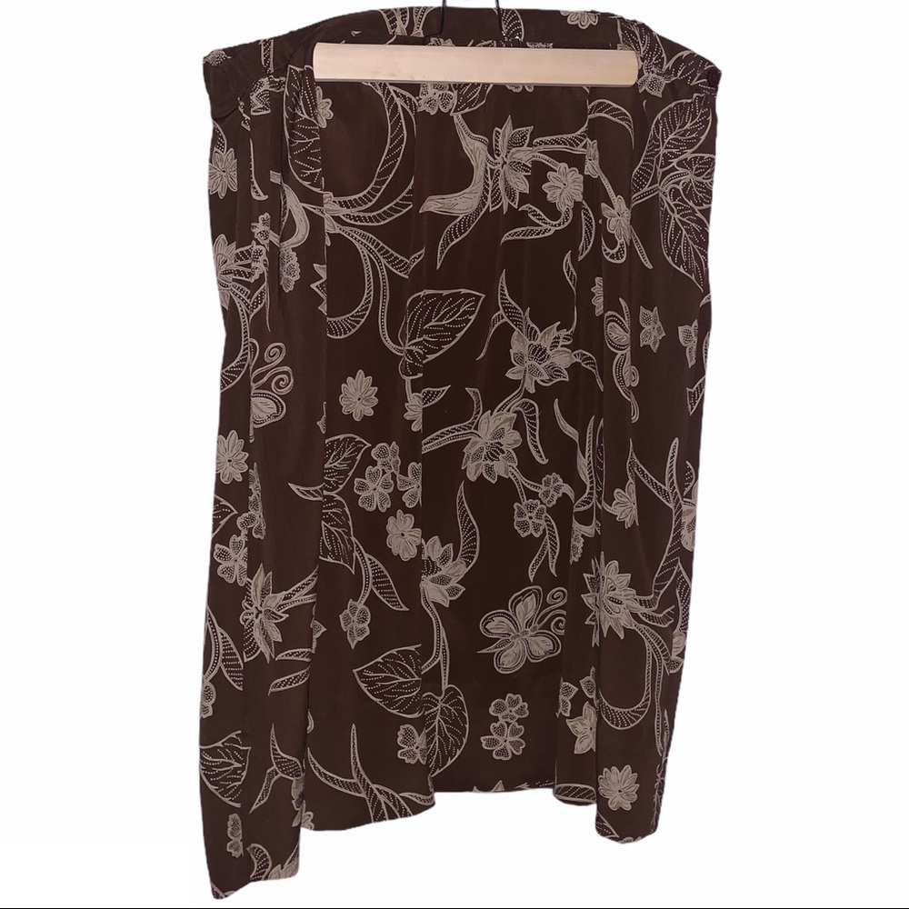 Y2K Alfred Dunner Brown & Tan Floral with Butterflies Maxi Skirt